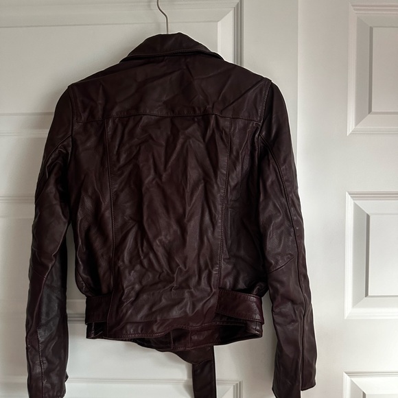 ALL SAINTS Balfern Biker Jacket in Deep‎ Berry Red Size 4 NWT - Picture 7 of 7